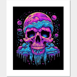 Trippy Vaporwave Skull LSD Psychedelia Posters and Art